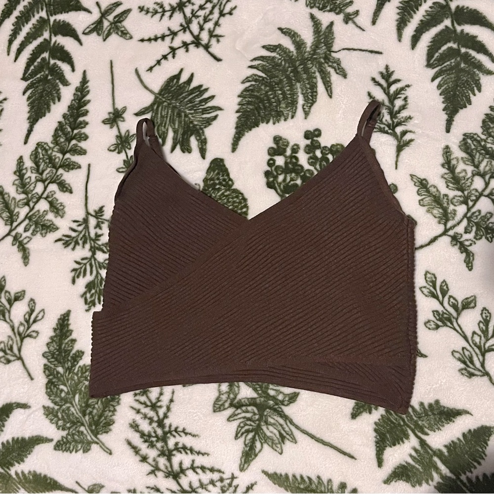 Brown Cropped wrap tank top